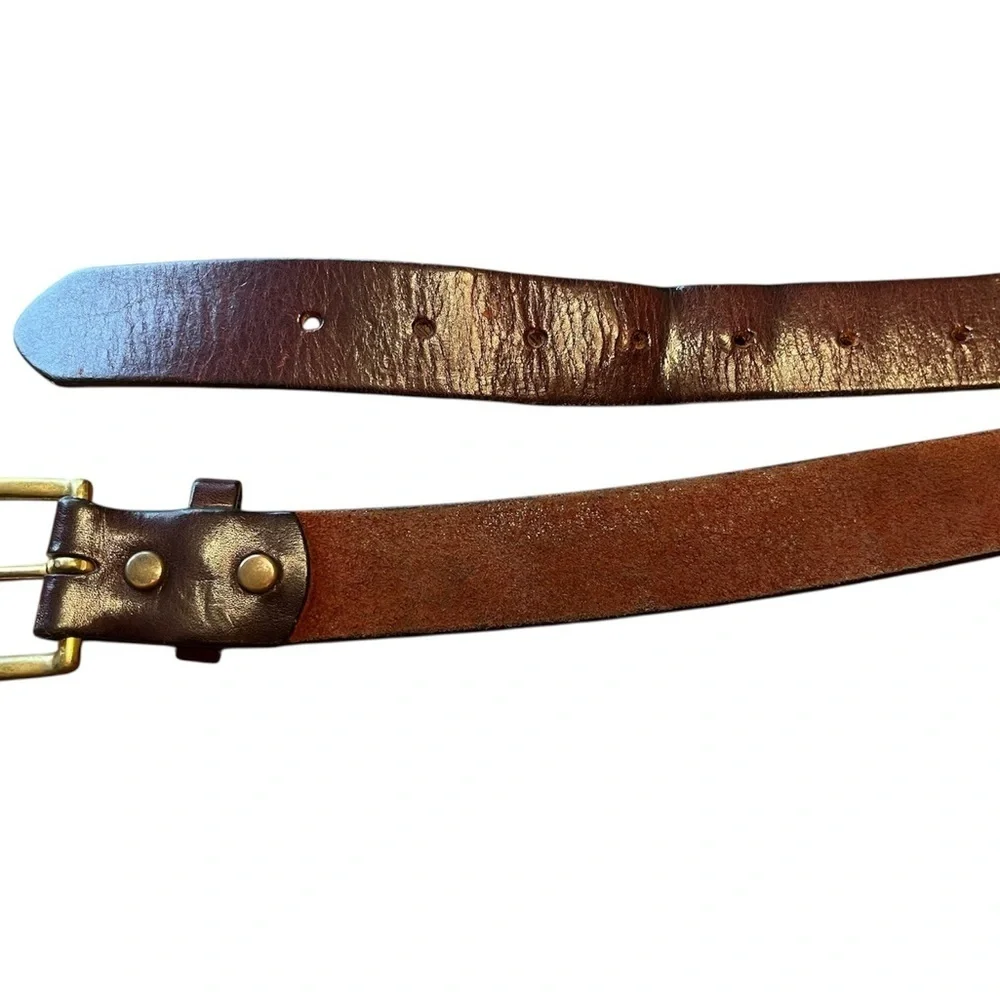 Redwing Shoe Co. Classic Cherry Brown Leather Belt with Brass Buckle Size 48